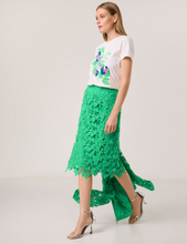 Load image into Gallery viewer, TAIFUN&lt;BR&gt;
T Shirt with Flower Applique&lt;BR&gt;
White/Green&lt;BR&gt;

