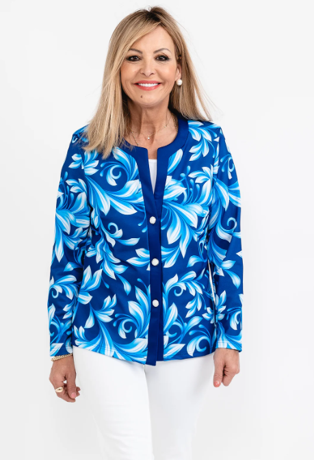 AVALON<BR>
Abstract Floral Print Twinset<BR>
Royal<BR>