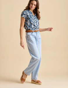 BRAKEBURN<BR>
Ikat Blouse<BR>
Navy<BR>