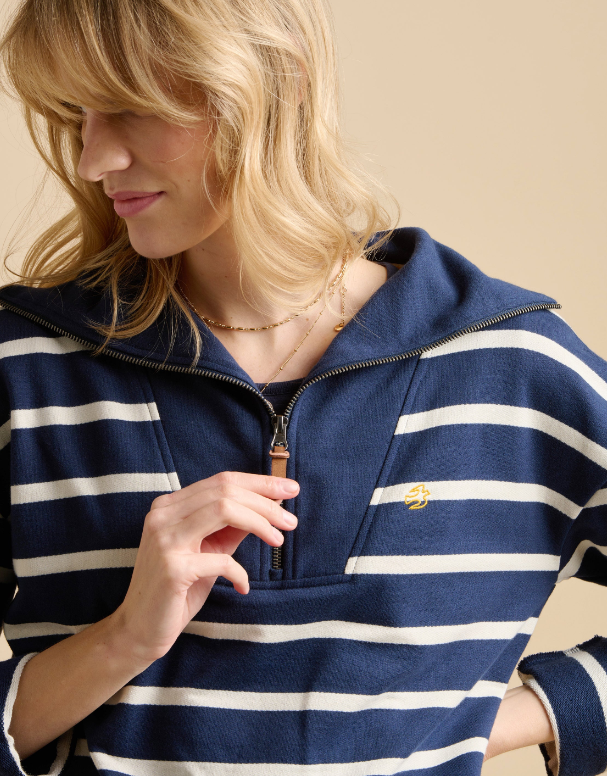 BRAKEBURN<BR>
Quarter Zip Sweatshirt<BR>
Navy/White<BR>