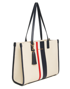 ALICE WHEELERS<BR>
Amalfi Stripe Tot Bag<BR>
Navy<BR>