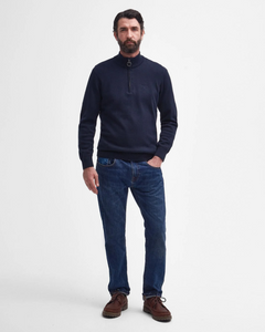 BARBOUR<BR>
Cotton Half Zip Jumper<BR>
Navy, VIntage Teal<BR>