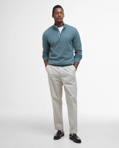 BARBOUR<BR>
Cotton Half Zip Jumper<BR>
Navy, VIntage Teal<BR>
