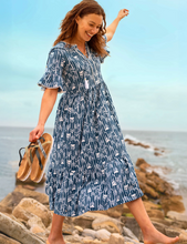 Load image into Gallery viewer, BRAKEBURN&lt;BR&gt;
Arrows Dress&lt;BR&gt;
Navy/Cream&lt;BR&gt;
