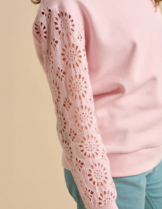 BRAKEBURN<BR>
Broderie Sweatshirt<BR>
Pink<BR>