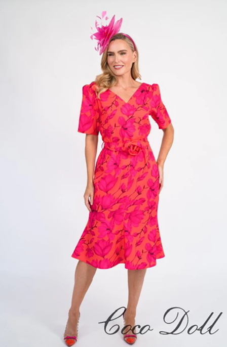 COCO DOLL <BR>
Sydney Dress <BR>
Orange/Pink <BR>