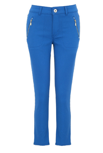 DOLCEZZA<BR>
Zip Pocket Slim Leg Jeans<BR>
Aqua, Navy, Orange, Royal, White<BR>