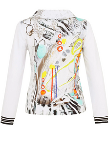DOLCEZZA<BR>
Printed Full Zip Sweat Shirt<BR>
White<BR>