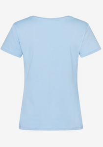 MORE AND MORE<BR>
T-Shirt with Prints and Sequins<BR>
Sky<BR>
