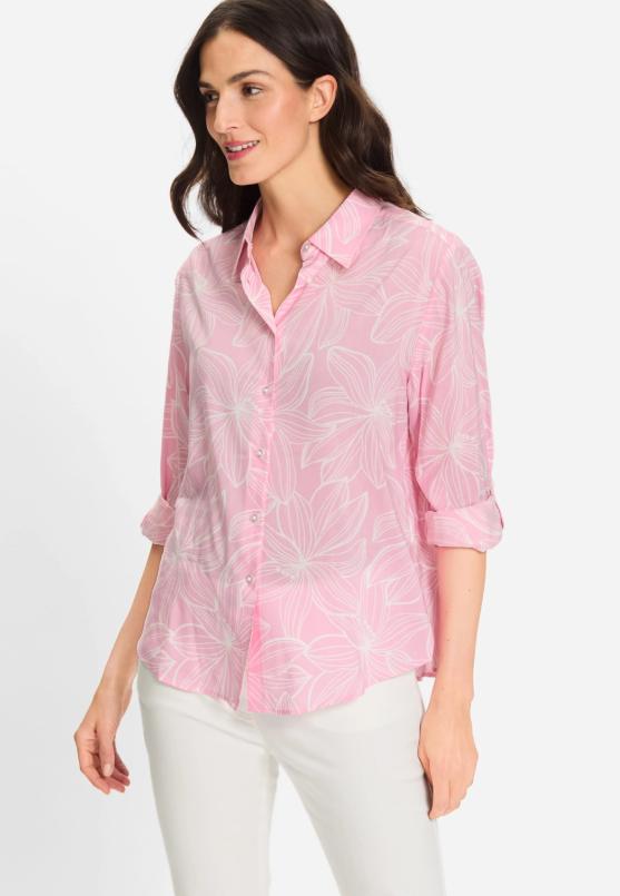 OLSEN<BR>
Floral Shirt<BR>
Pink<BR>