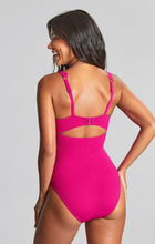 Load image into Gallery viewer, PANACHE&lt;BR&gt;
Rita Plunge Swimsuit&lt;BR&gt;
Black, Magenta&lt;BR&gt;
