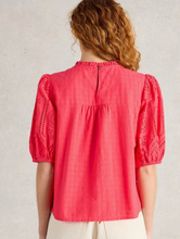 Load image into Gallery viewer, WHITE STUFF&lt;BR&gt;
Lexi Broderie Collared Top&lt;BR&gt;
Coral&lt;BR&gt;
