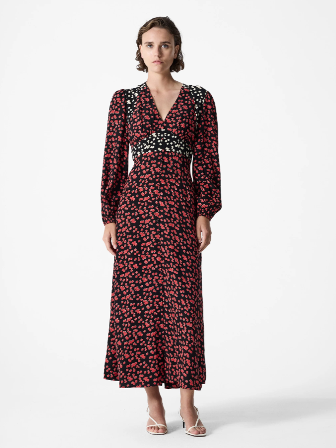 FRENCH CONNECTION<BR>
Harriet Midi Dress<BR>
Brick Red<BR>