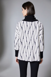 PERUZZI<BR>
Cowl Jacquard Knit<BR>
White/Black<BR>