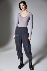 PERUZZI<BR>
Striped Trim Trousers<BR>
Grey<BR>