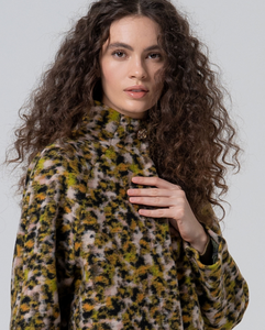 SURKANA<BR>
Animal Print Wool Coat<BR>
Green<BR>