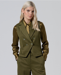 SURKANA<BR>
Houndstooth WaistCoat<BR>
Green<BR>