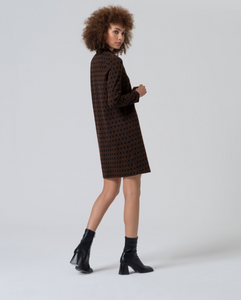 SURKANA<BR>
V Neck Dress<BR>
Black/Brown<BR>