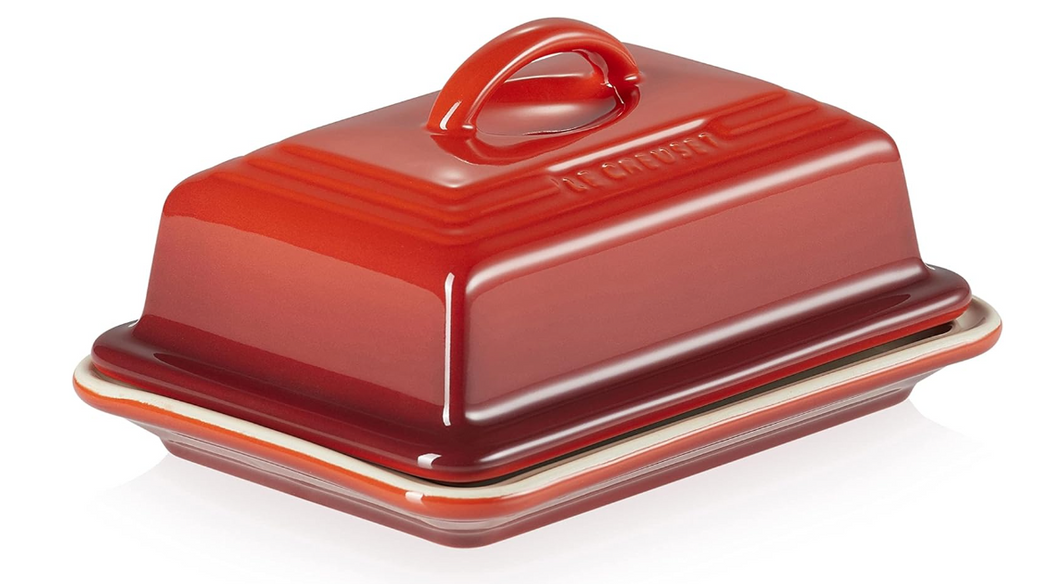 LE CREUSET<BR>
Butter Dish<BR>
Cerise<BR>