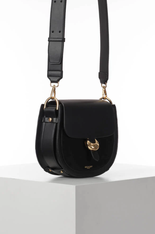 LUELLA GREY<BR>
Venetia Crossbody Saddle Handbag<BR>
Black<BR>