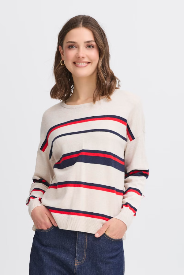 FRANSA<BR>
Melani Knit Jumper<BR>
Stone<BR>