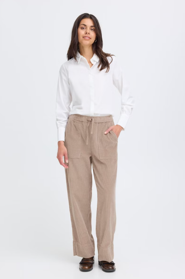FRANSA<BR>
Salomi Cord Trousers<BR>
Sand<BR>