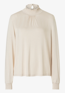MORE AND MORE<BR>
Long Sleeve Smocked Blouse<BR>
Natural<BR>
