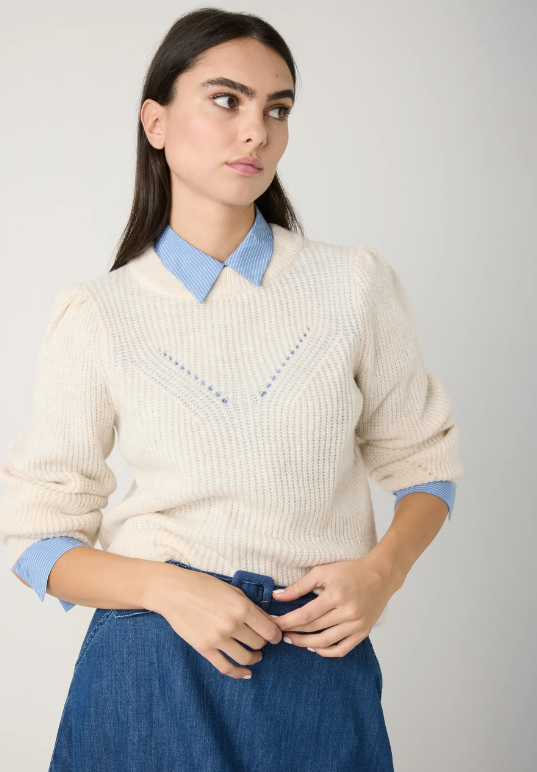 MORE AND MORE<BR>
Ribbed Knit Jumper<BR>
Cream<BR>