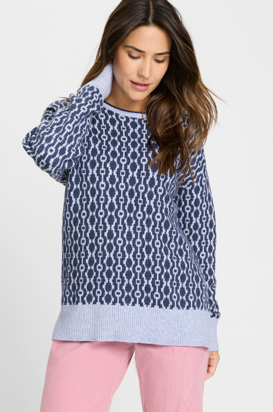 OLSEN<BR>
Knit Jumper<BR>
Pattern Blue<BR>