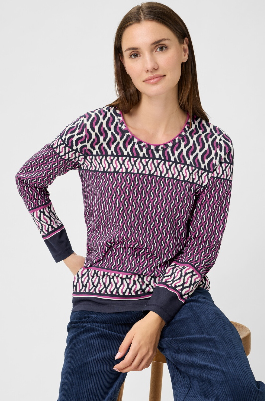 OLSEN<BR>
Shirt with Panneaux Print<BR>
Orchid<BR>