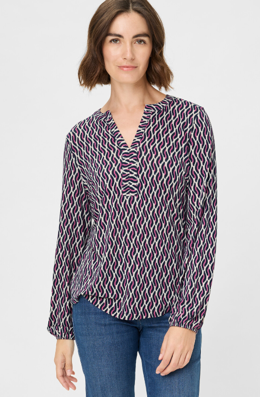 OLSEN<BR>
Shirt with Tunic Neckline<BR>
Orchid<BR>