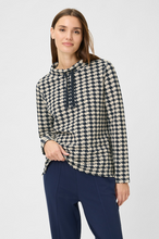 Load image into Gallery viewer, OLSEN&lt;BR&gt;
Sweatshirt with Standup Collar&lt;BR&gt;
Navy/Cream&lt;BR&gt;
