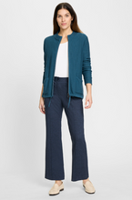 Load image into Gallery viewer, OLSEN&lt;BR&gt;
Knit Cardigan with Zipper&lt;BR&gt;
Teal&lt;BR&gt;
