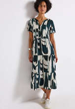 Load image into Gallery viewer, STREET ONE&lt;BR&gt;
Midi Flounce Dress&lt;BR&gt;
Teal&lt;BR&gt;
