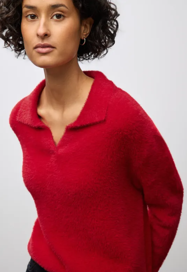 STREET ONE<BR>
Feather Yarn Sweater<BR>
Red<BR>