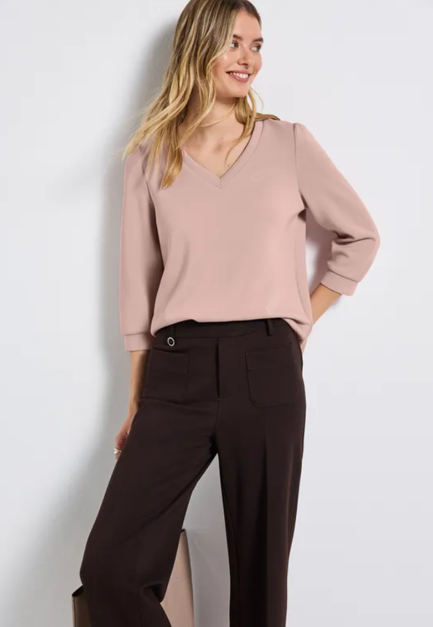 STREET ONE<BR>
V Neck Top<BR>
Blush<BR>
