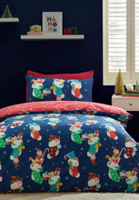 Load image into Gallery viewer, CATHERINE LANSFIELD&lt;BR&gt;
Xmas Elves Reversible Duvet Set&lt;BR&gt;
Navy&lt;BR&gt;
