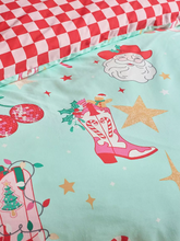 Load image into Gallery viewer, CATHERINE LANSFIELD&lt;BR&gt;
Santa Howdy Duvet Set&lt;BR&gt;
Green&lt;BR&gt;
