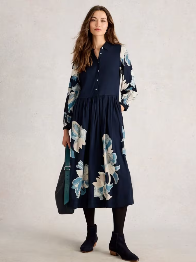WHITE STUFF<BR>
Claire Shirt Dress<BR>
Navy<BR>