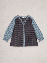 Load image into Gallery viewer, WHITE STUFF&lt;BR&gt;
May Mixed Print Top&lt;BR&gt;
Blue Multi&lt;BR&gt;
