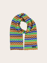 Load image into Gallery viewer, FRAAS&lt;BR&gt;
Cashmink Scarf with Retro ZigZag&lt;BR&gt;
Exotic Orange, Blue, Black&lt;BR&gt;
