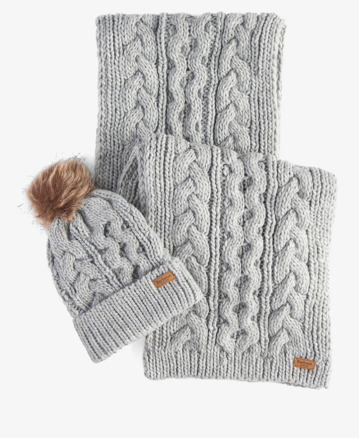 BARBOUR<BR>
Penshaw Beanie/Scarf Set<BR>
Classic Grey<BR>