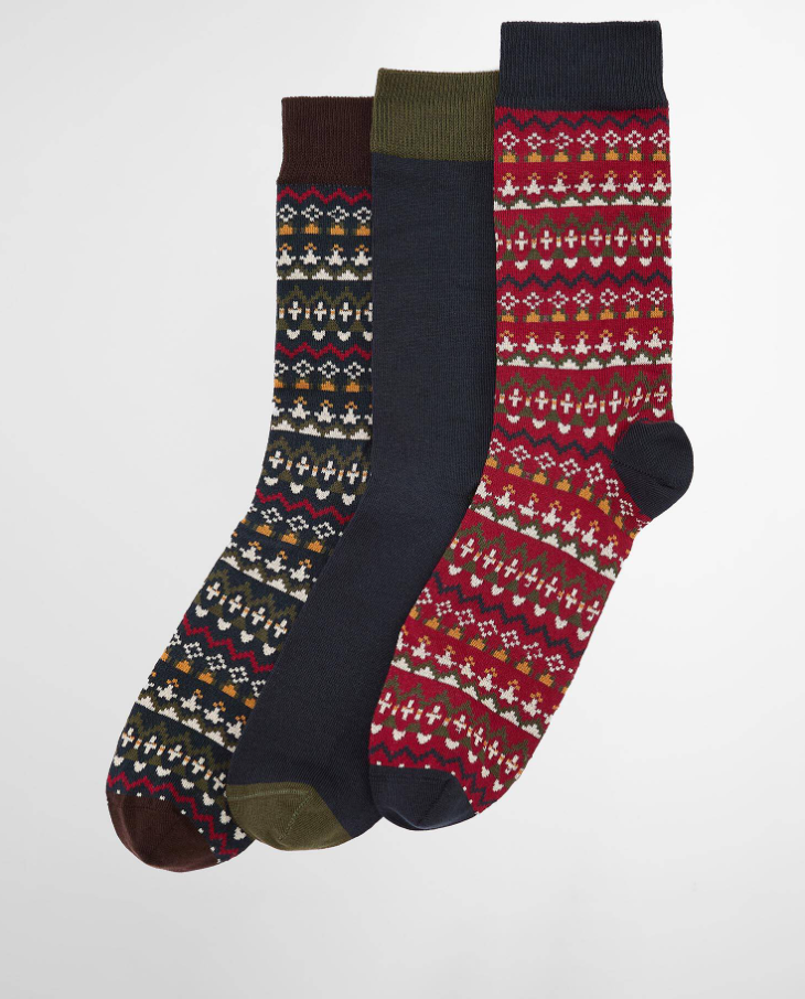 BARBOUR<BR>
Set of 3 Socks 7-11<BR>
Olive<BR>
