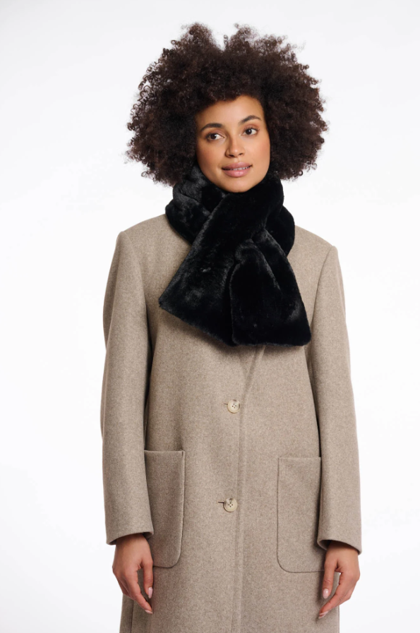 RINO AND PELLE<BR>
Stip Fur Scarf<BR>
Black<BR>