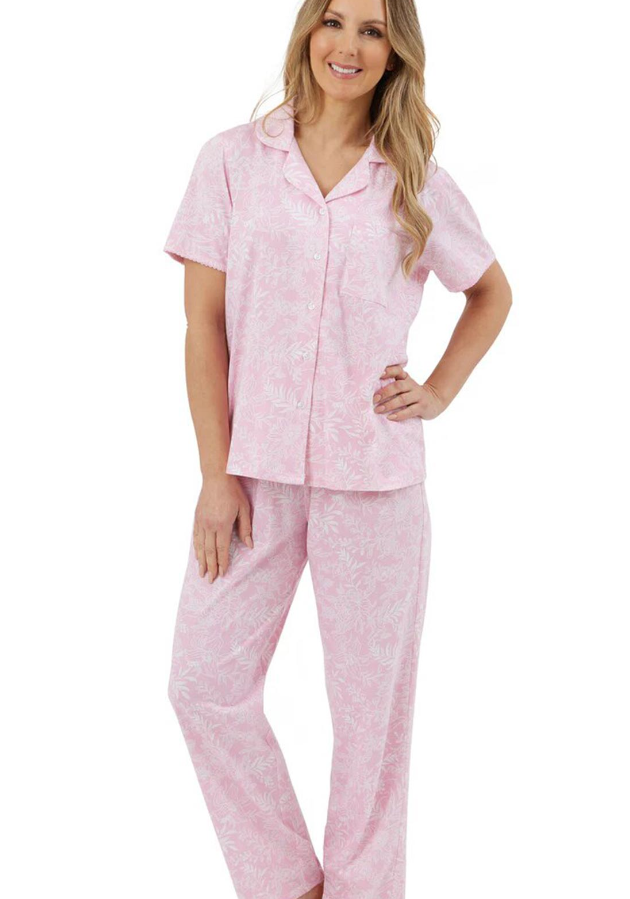 MARLON<BR>
Linear Floral Pyjama Set<BR>
Pink<BR>
