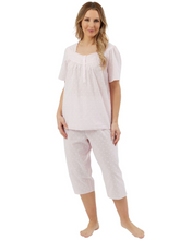 Load image into Gallery viewer, MARLON&lt;BR&gt;
Women&#39;s Dobby Cropped Pyjamas&lt;BR&gt;
Pink&lt;BR&gt;
