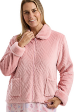Load image into Gallery viewer, MARLON&lt;BR&gt;
Faux Fur Soft Fleece Zipper Bed Jacket&lt;BR&gt;
Rose&lt;BR&gt;
