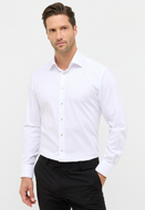ETERNA<BR>
Dynamic Cotton Long Sleeve Shirt in White Structured<BR>
White<BR>
