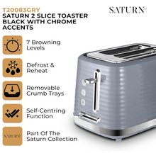 Load image into Gallery viewer, TOWER<BR>
Saturn 2 Slice Toaster<BR>
Black, Grey, Mushroom<BR>

