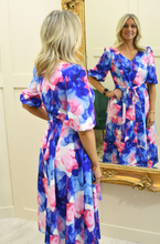 Load image into Gallery viewer, COCODOLL<BR>
WaterColour Print Dress<BR>
Blue/Pink<BR>
